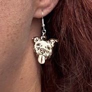 Pitbull Wooden Earrings | Dog Lover Pet Jewelry by Cate's Concepts, LLC, handmade jewelry detail photo 3