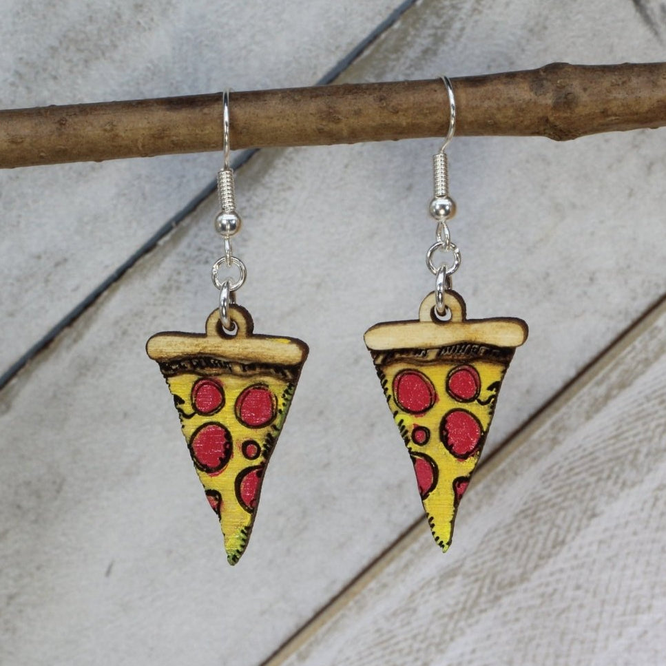 Pizza Slice Wooden Earrings | Funny Food Lover Jewelry by Cate's Concepts, LLC
