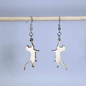 Hanging Cat Wooden Dangle Earrings | Cute Cat Jewelry by Cate's Concepts, LLC, handmade jewelry detail photo 3