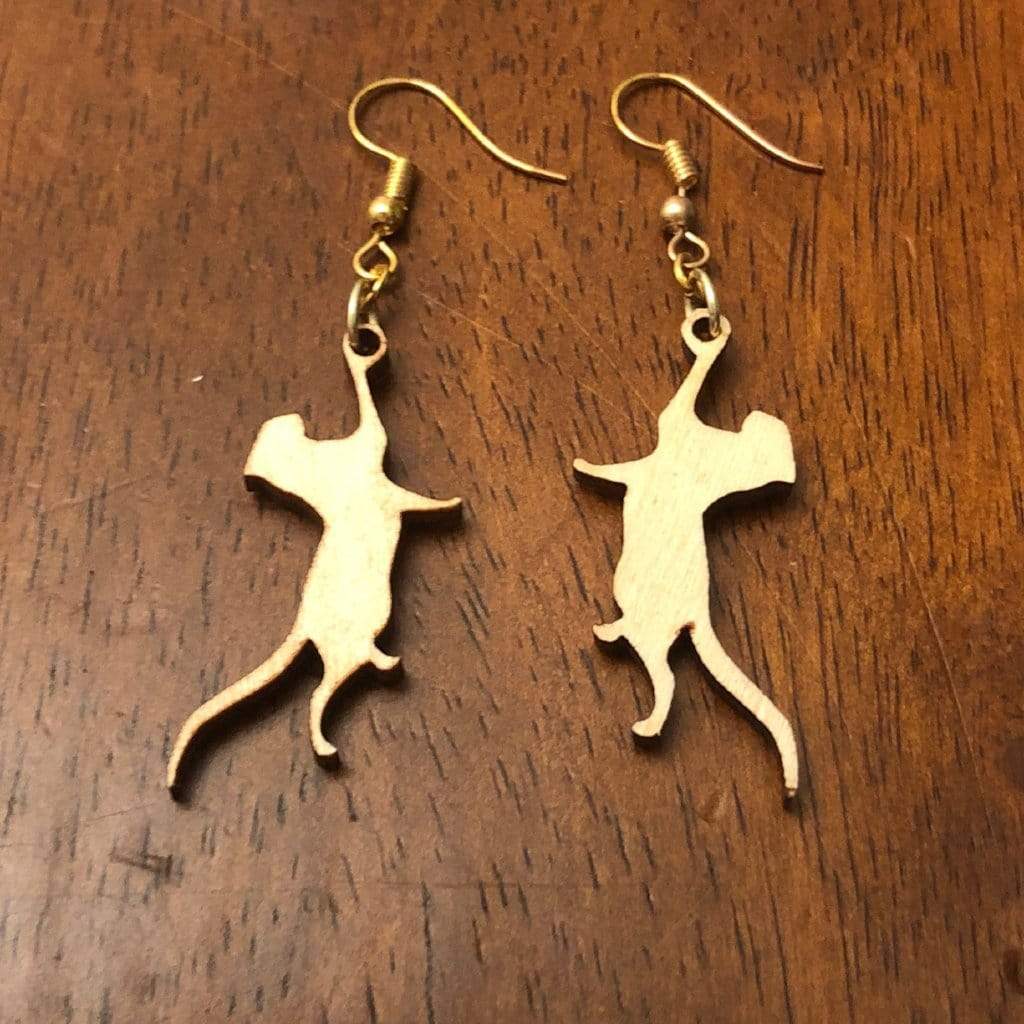 Hanging Cat Wooden Dangle Earrings | Cute Cat Jewelry by Cate's Concepts, LLC, handmade jewelry detail photo 4