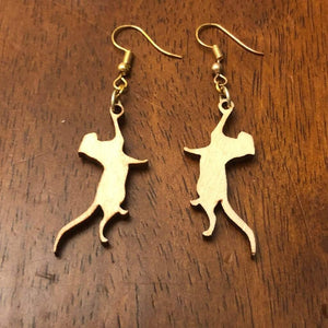Hanging Cat Wooden Dangle Earrings | Cute Cat Jewelry by Cate's Concepts, LLC, handmade jewelry detail photo 4