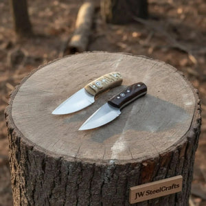 Compact Outdoor Knife Stainless Steel Blade Ram Horn or Wengi Wood Handle by JW SteelCrafts
