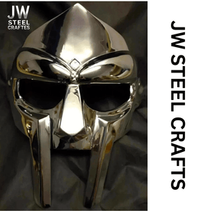 Polished Gladiator Face Mask | Handcrafted Metal Decorative Helmet Art by JW SteelCrafts, Southern home decor detail photo 6