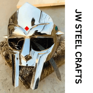 Polished Gladiator Face Mask | Handcrafted Metal Decorative Helmet Art by JW SteelCrafts, Southern home decor main product photo
