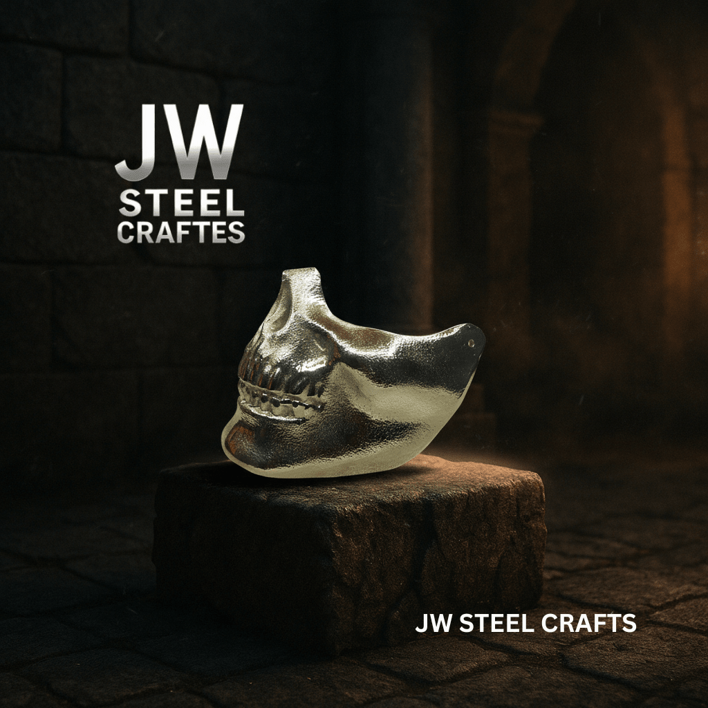 Polished Metal Skull Decor | Handmade Cast Aluminum Skull Sculpture by JW SteelCrafts, Southern home decor detail photo 5