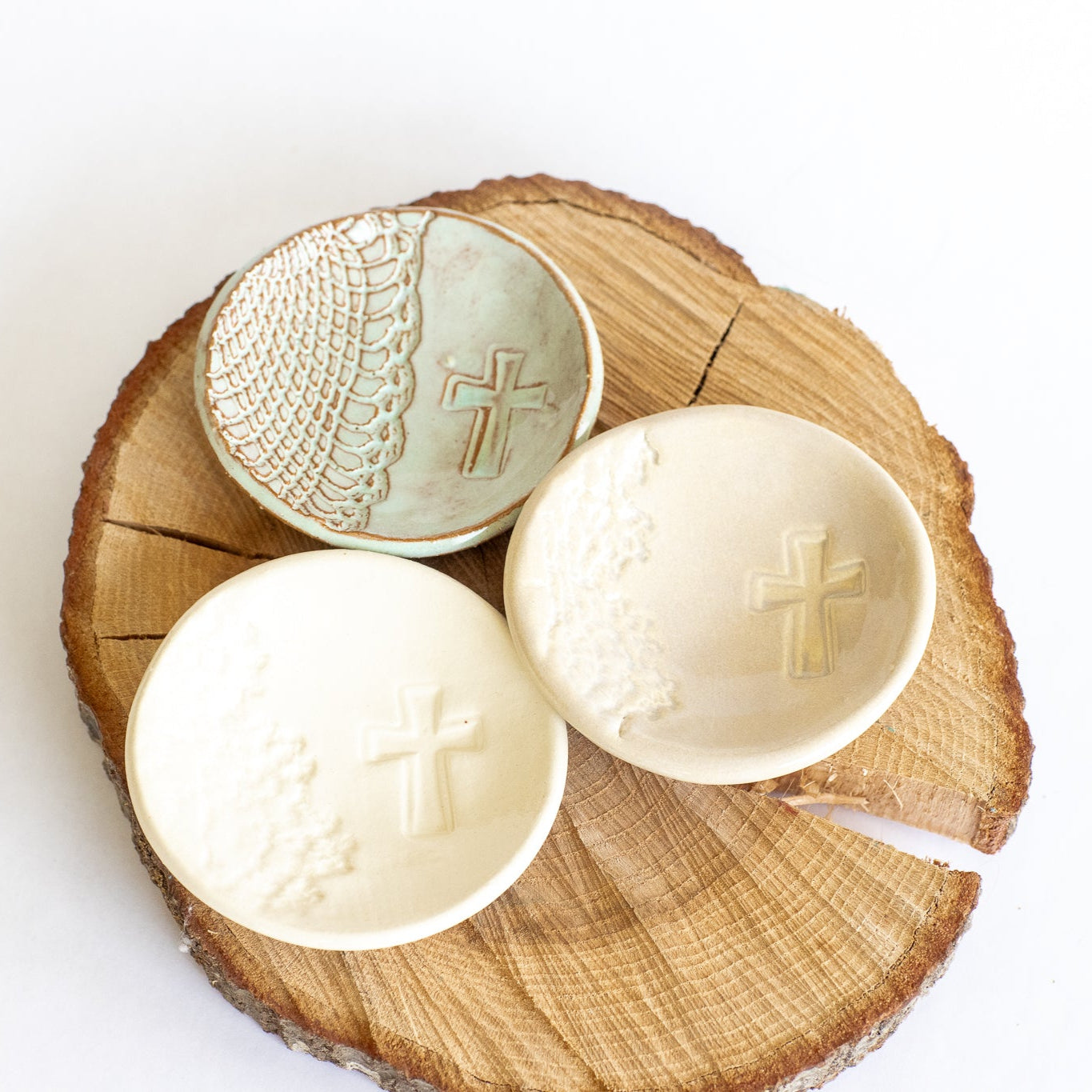 Prodigal Pottery Cross Ring Dish Without Gold — product view 2