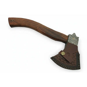 Handmade Damascus Camp Axe with Mosaic Pin and Rosewood Handle by JW SteelCrafts, Southern handmade gift detail photo 5