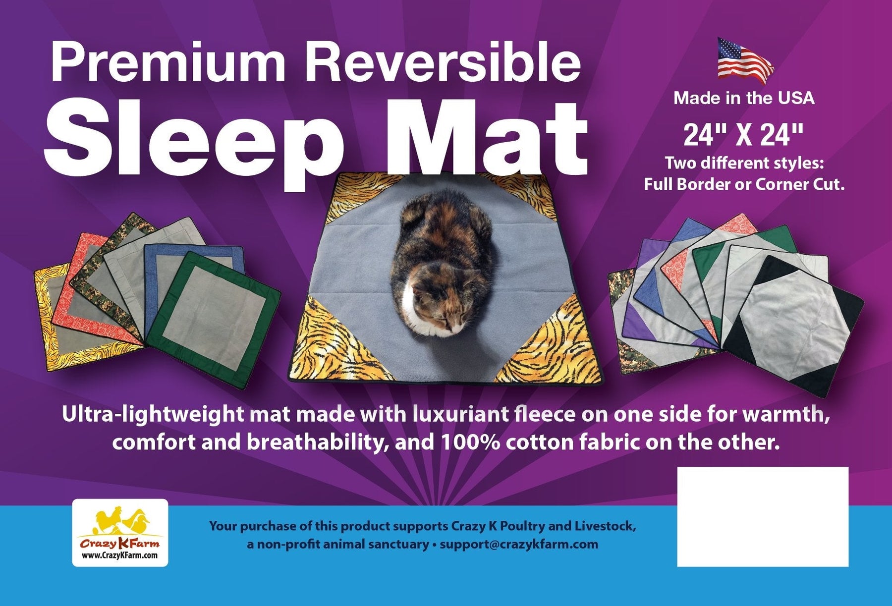 Reversible Pet Sleep Mat by Crazy K Farm, product photo 4 of 71