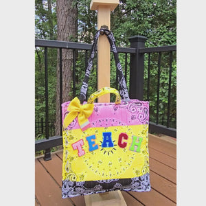Personalized Teacher Bandana Tote Bag
