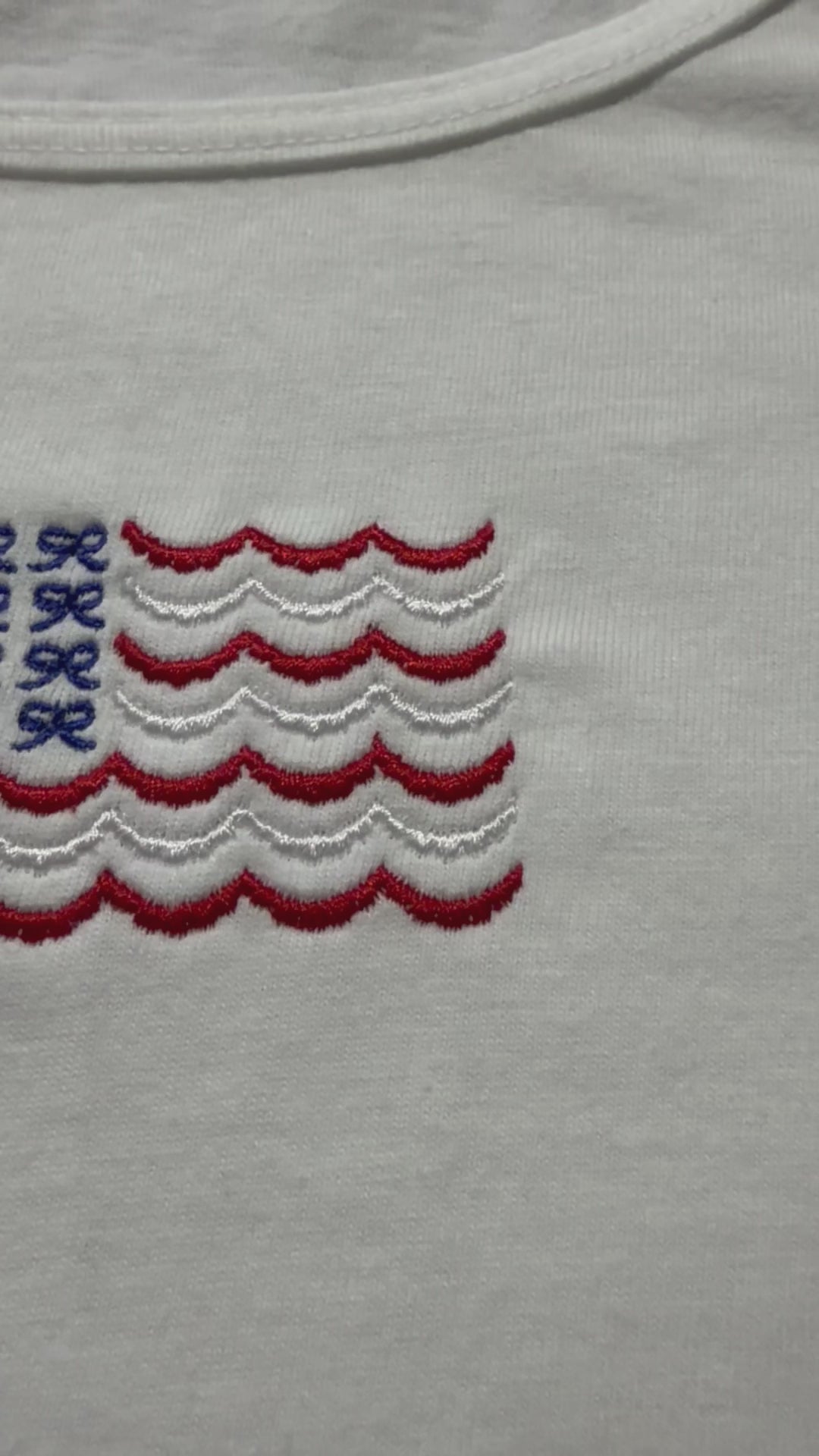 Embroidered Bow American Flag Tank by Poor Hog Customs, tank tops detail photo 2