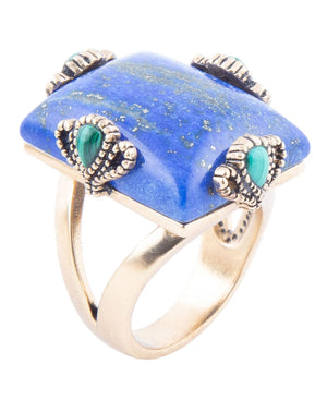 Prismatic Blue Lapis and Malachite Golden Ring by Barse Jewelry