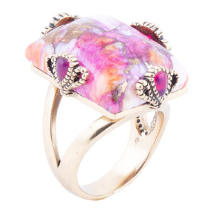 Prismatic Pink Spiny Oyster Matrix Statement Ring by Barse Jewelry
