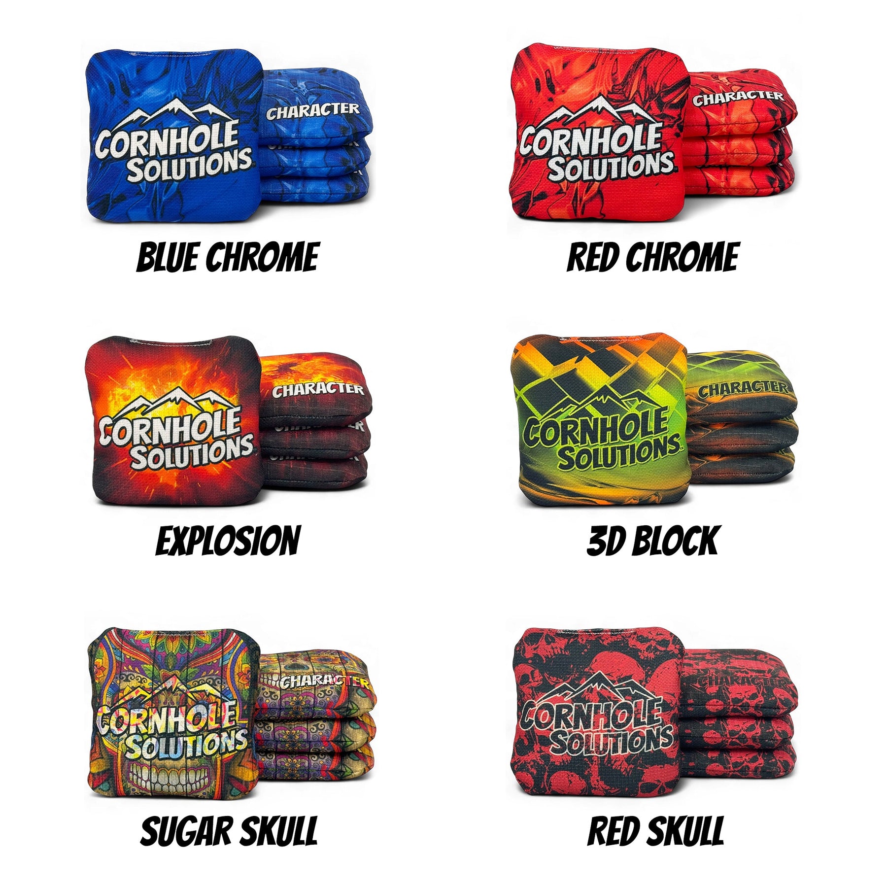Pro Character Series Cornhole Bags - Regulation 6"x6" - Set of 4 - Patterns by Cornhole Solutions, custom cornhole board main product photo