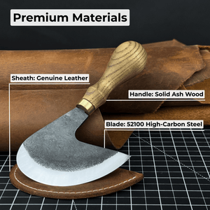Professional Leather Crafting Half Round Knife, 10.5 cm (4.1 inches) detail view by Sharky Forged Steel Tools