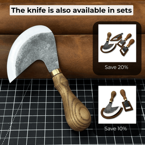 Professional Leather Crafting Half Round Knife, 10.5 cm (4.1 inches) detail view by Sharky Forged Steel Tools