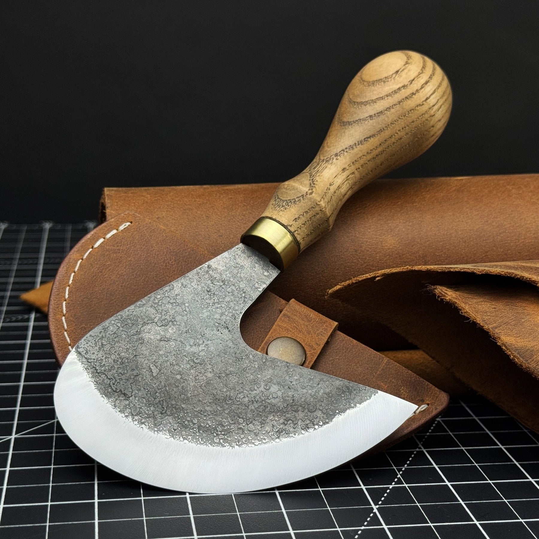 Professional Leather Crafting Half Round Knife, 10.5 cm (4.1 inches) by Sharky Forged Steel Tools