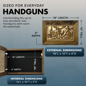 Moose in the Woods Gun Concealment Furniture - Handcrafted Hidden Gun Storage Wall Decor - Hidden Gun Shelf with Magnetic Lock for Quick Access by Bellewood Designs, Southern