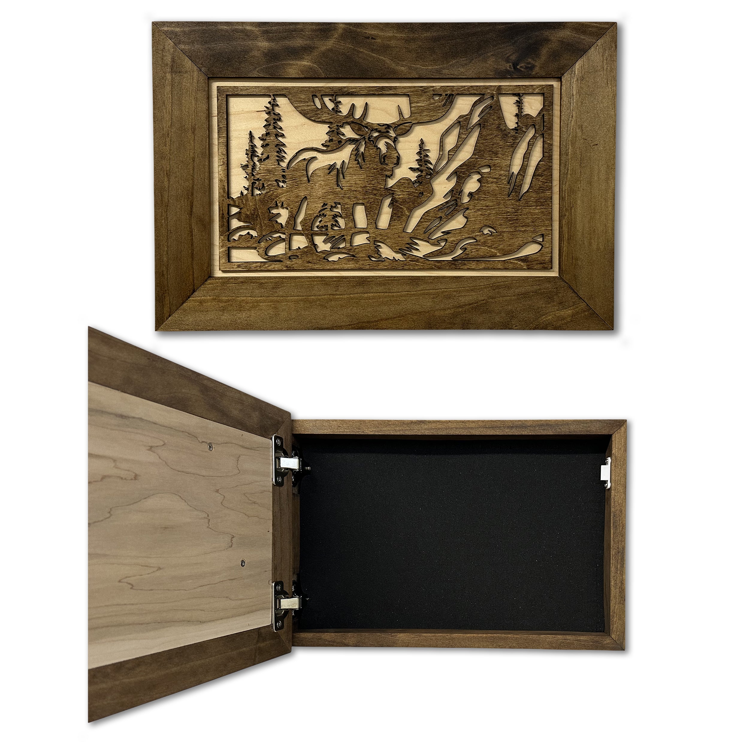 Moose in the Woods Gun Concealment Furniture - Handcrafted Hidden Gun Storage Wall Decor - Hidden Gun Shelf with Magnetic Lock for Quick Access by Bellewood Designs, Southern