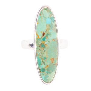 Pueblo Blue Turquoise and Sterling Silver Oval Ring detail view by Barse Jewelry