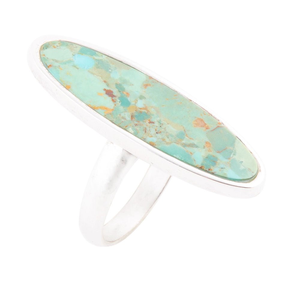 Pueblo Blue Turquoise and Sterling Silver Oval Ring by Barse Jewelry