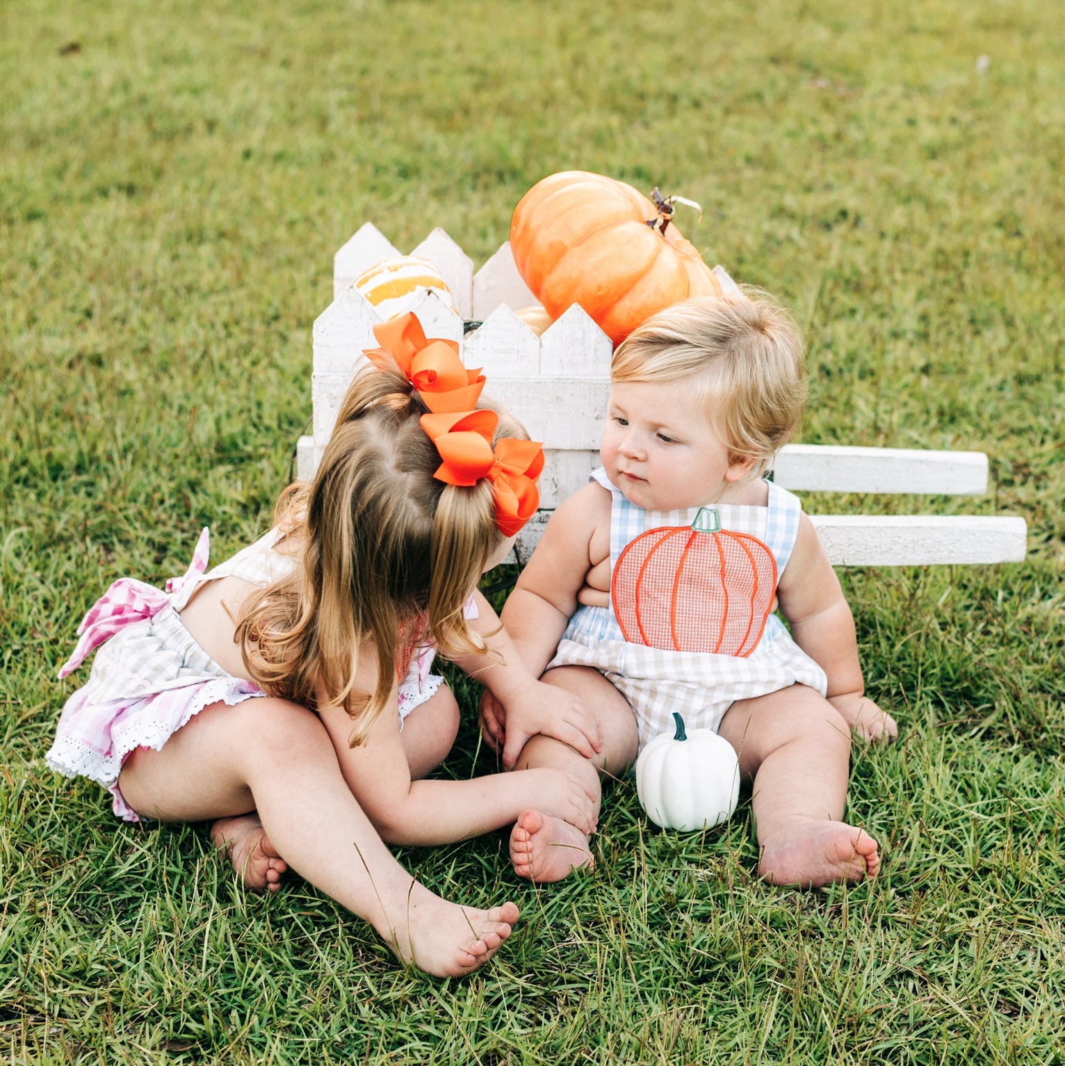 Little Pumpkin Sunsuit detail view by Seven Lantern Lane