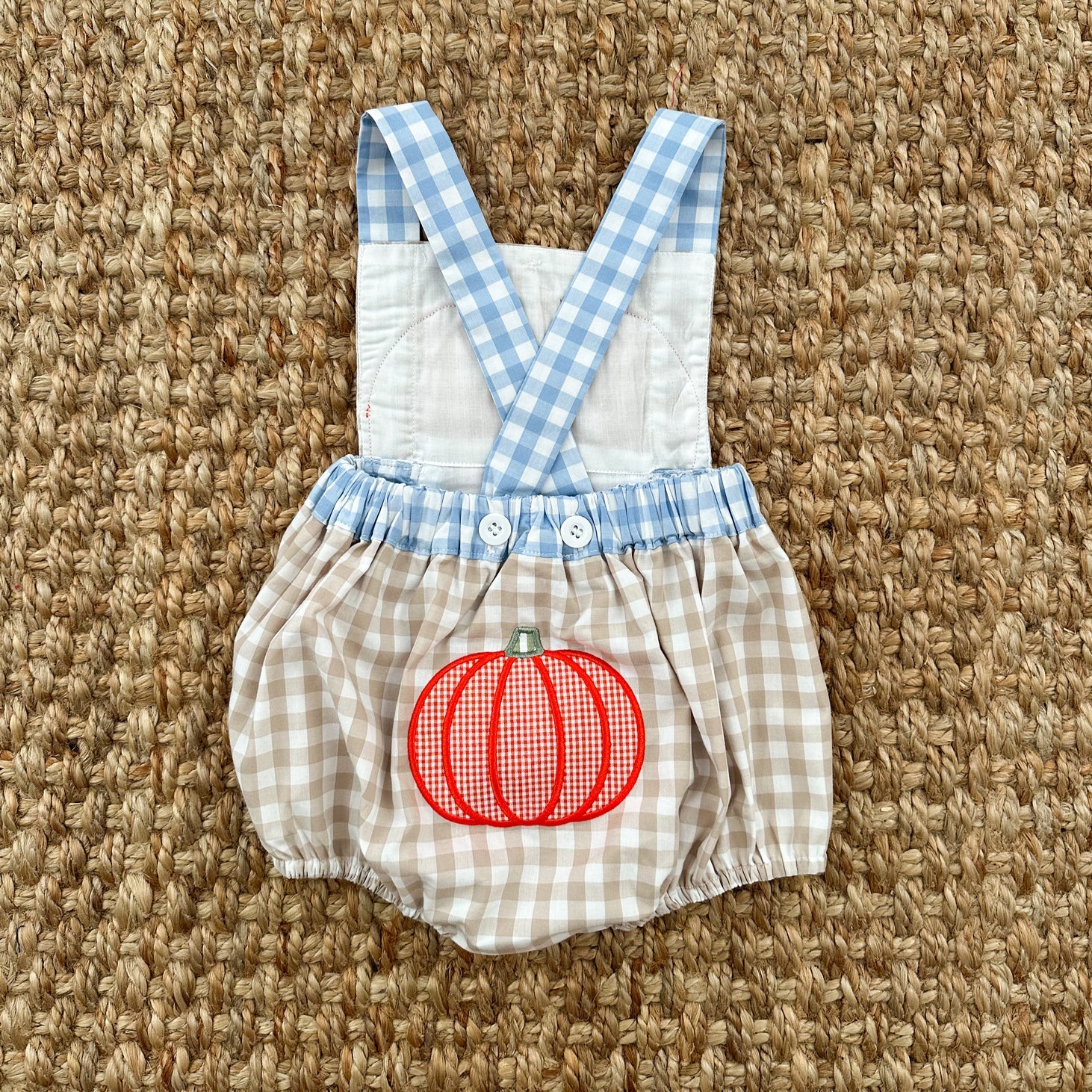 Little Pumpkin Sunsuit detail view by Seven Lantern Lane