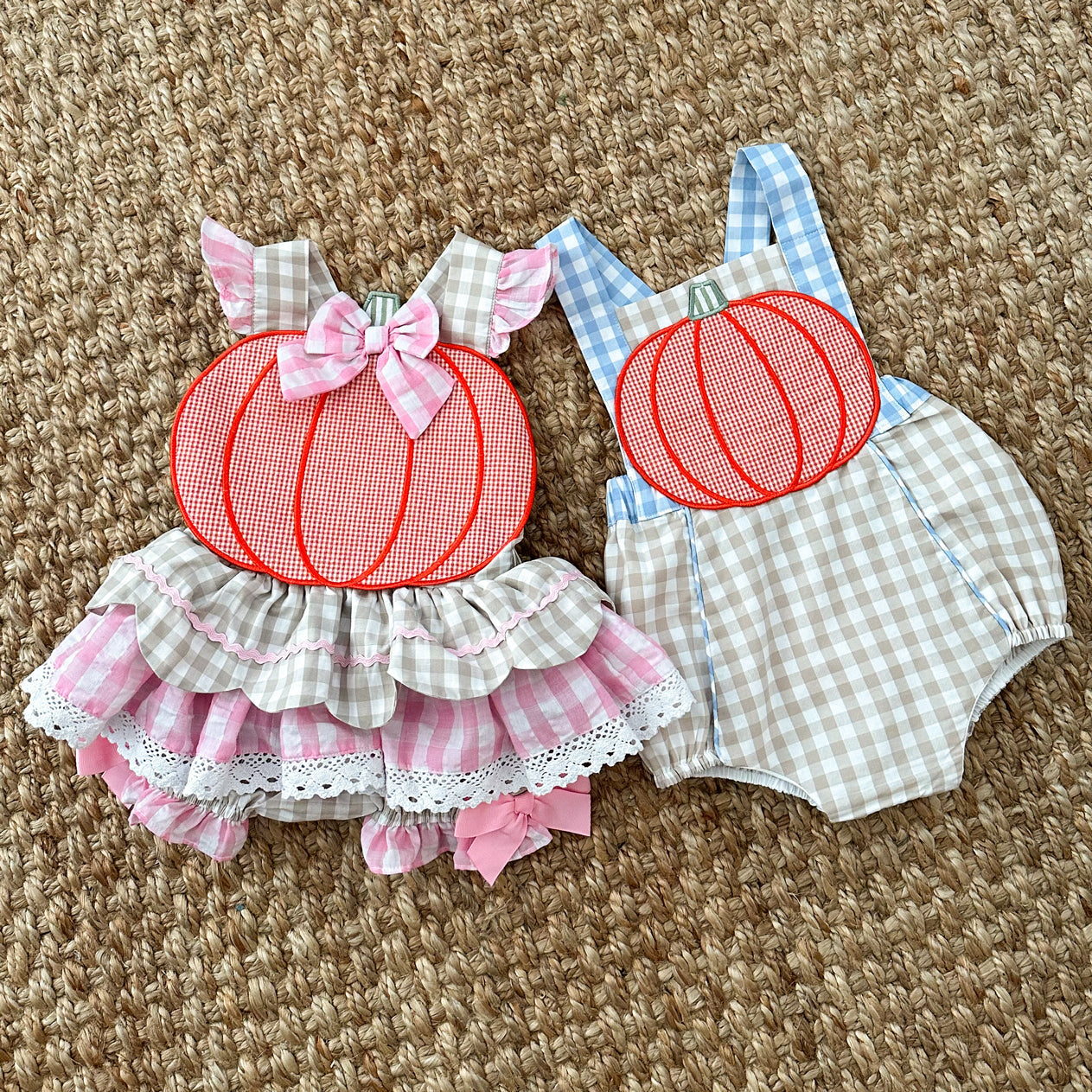 Little Pumpkin Sunsuit detail view by Seven Lantern Lane