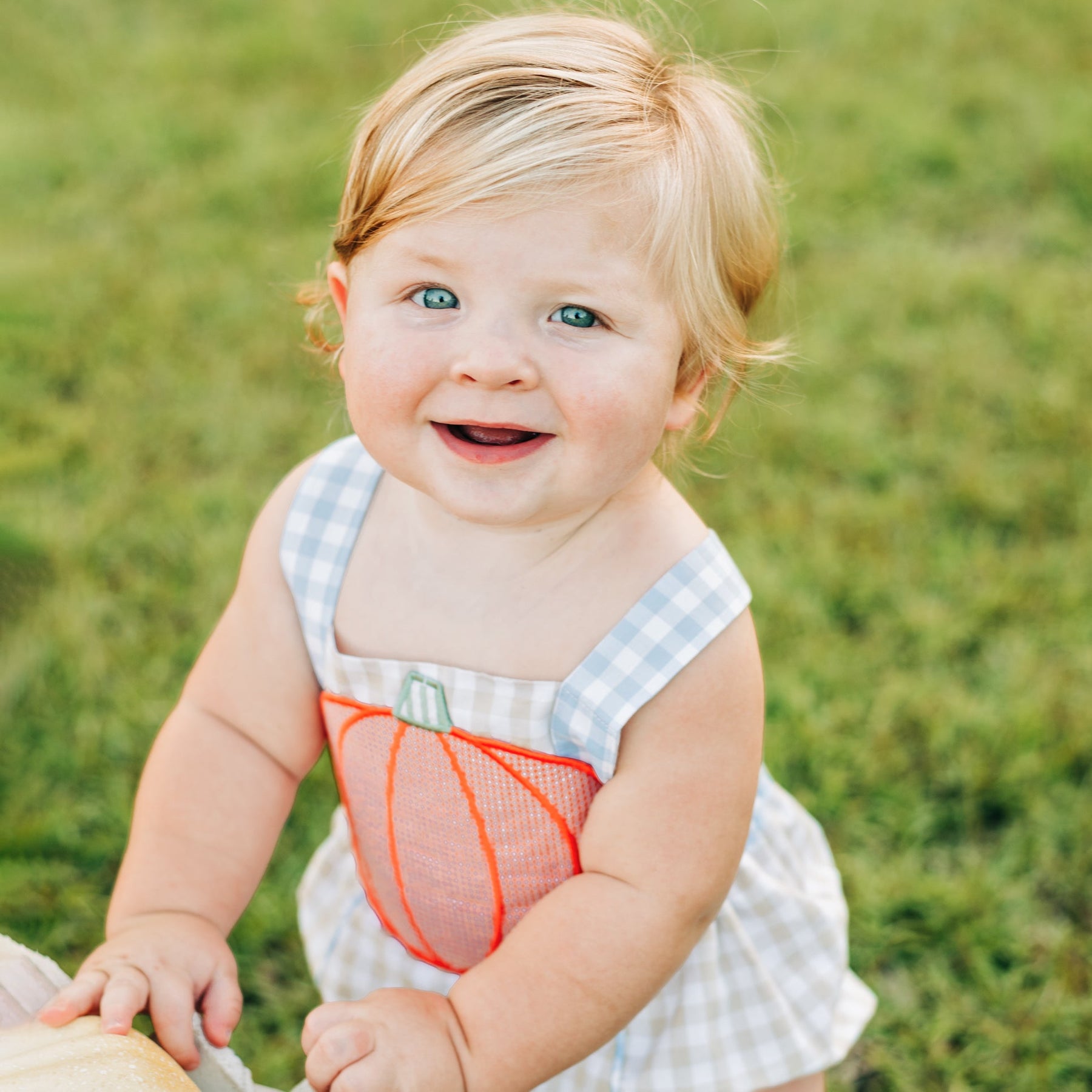 Little Pumpkin Sunsuit detail view by Seven Lantern Lane