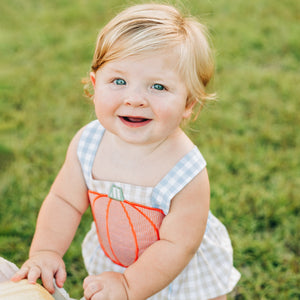 Little Pumpkin Sunsuit detail view by Seven Lantern Lane