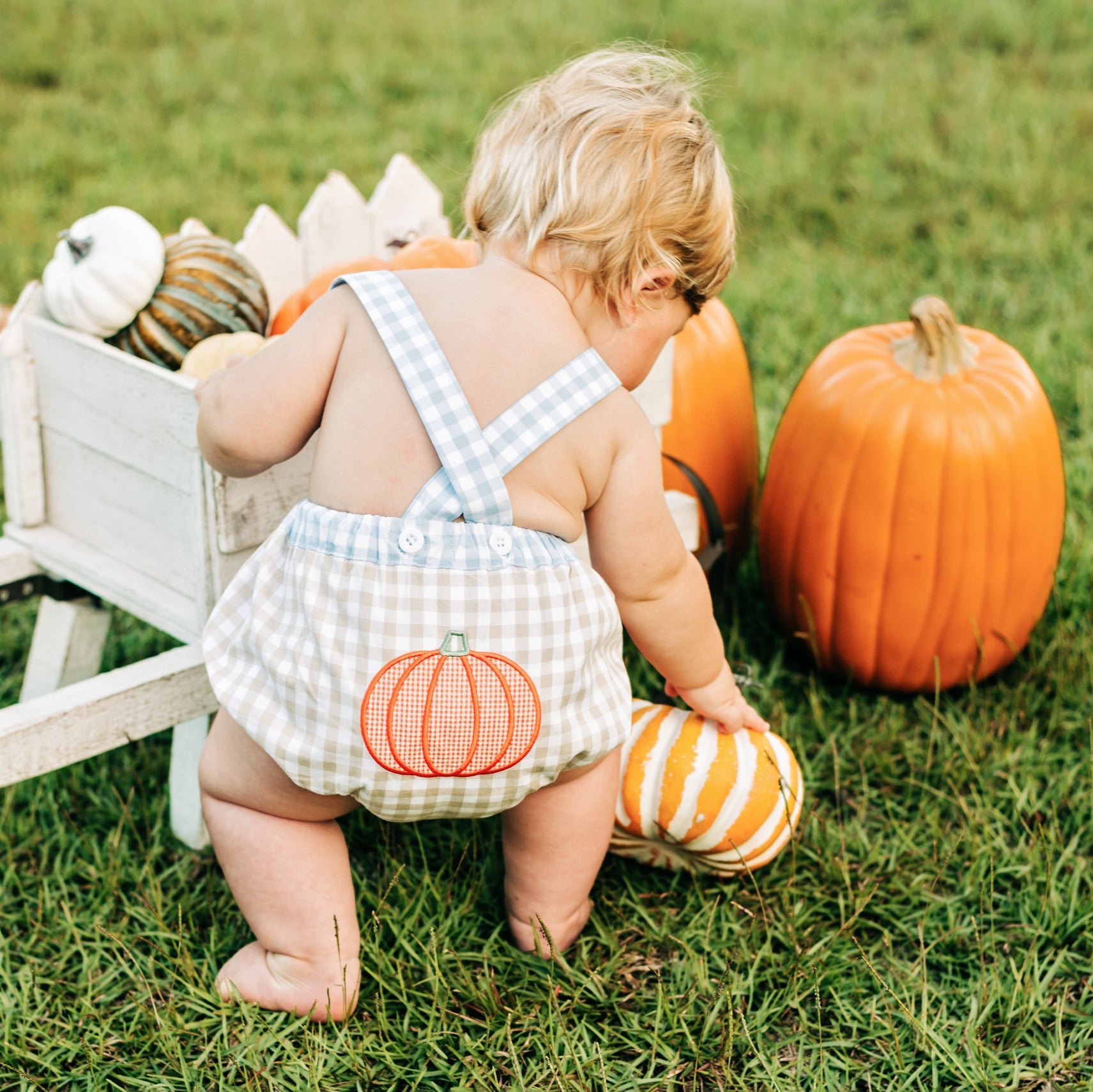 Little Pumpkin Sunsuit detail view by Seven Lantern Lane