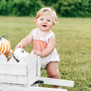 Little Pumpkin Sunsuit detail view by Seven Lantern Lane