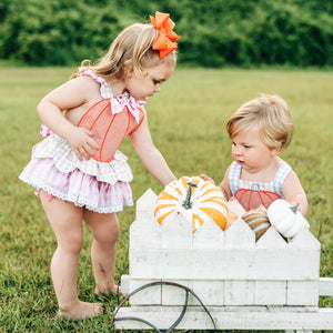 Little Pumpkin Sunsuit detail view by Seven Lantern Lane