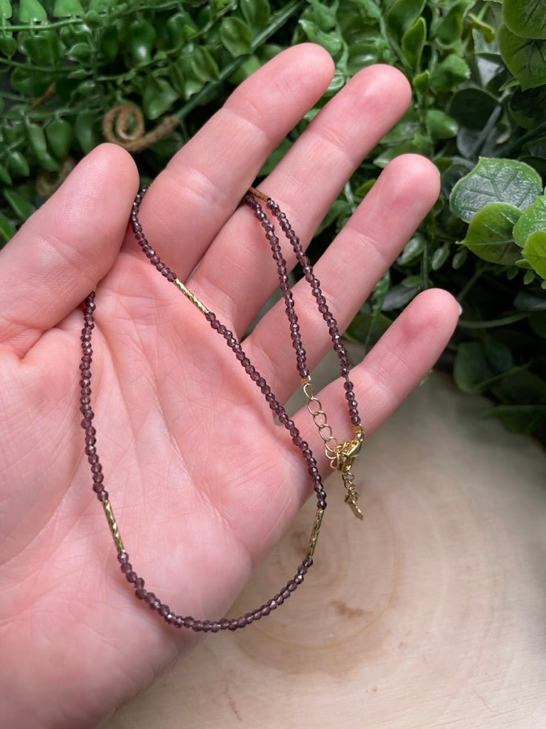 Purple Glass Crystal Choker Necklace by Copper Ashes