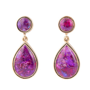 Purple Turquoise and Golden Bronze Teardrop Earrings by Barse Jewelry