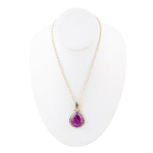 Purple Turquoise Teardrop Golden Pendant Necklace detail view by Barse Jewelry