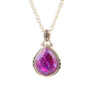 Purple Turquoise Teardrop Golden Pendant Necklace by Barse Jewelry