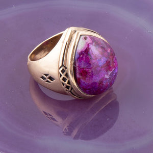 Purple Turquoise Golden Teardrop Ring detail view by Barse Jewelry