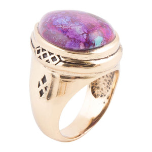 Purple Turquoise Golden Teardrop Ring by Barse Jewelry