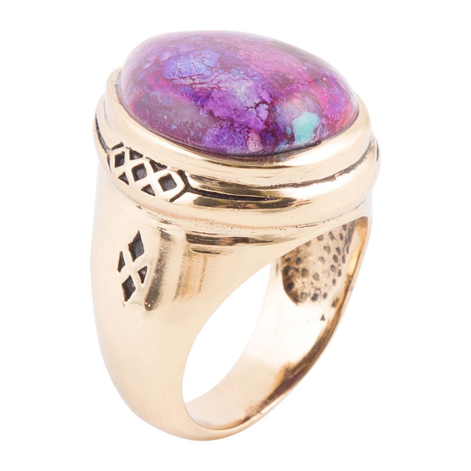 Purple Turquoise Golden Teardrop Ring by Barse Jewelry