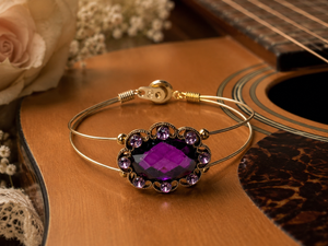 Plum Rhinestone Slider Guitar String Bracelet by N Harmony Jewelry, handmade jewelry main product photo
