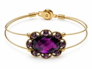 Plum Rhinestone Slider Guitar String Bracelet by N Harmony Jewelry, handmade jewelry detail photo 3
