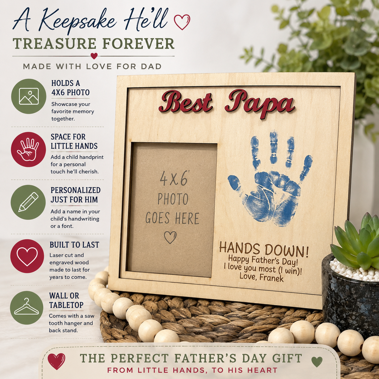 Best Daddy Hands Down Photo Frame by Poor Hog Customs, Southern home decor detail photo 4