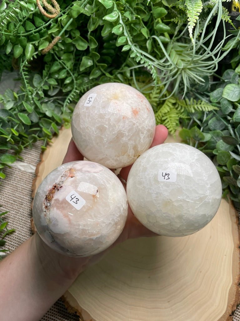Quartz and Flower Agate Sphere by Copper Ashes
