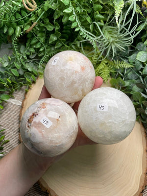 Quartz and Flower Agate Sphere by Copper Ashes