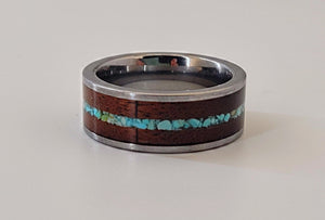 Turquoise and Walnut Wedding Band by Cotton Street Art Company, handmade ring detail photo 4