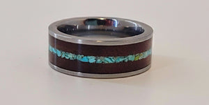 Turquoise and Walnut Wedding Band by Cotton Street Art Company, handmade ring detail photo 6