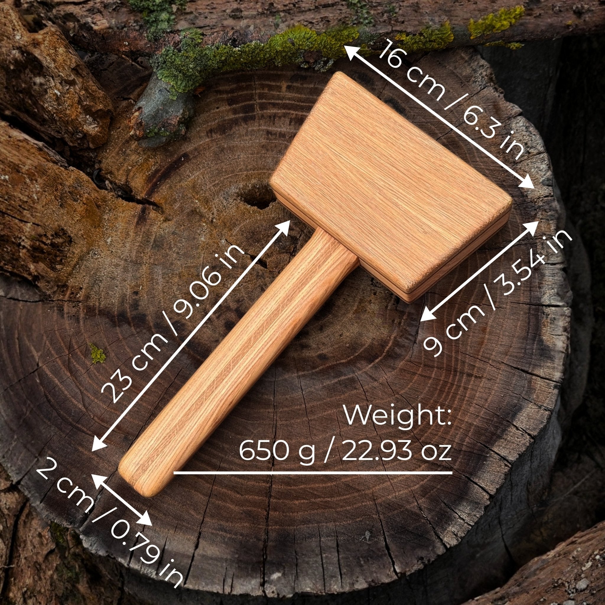 Quiet 23 oz Wooden Mallet (Mallet Tool) detail view by Sharky Forged Steel Tools