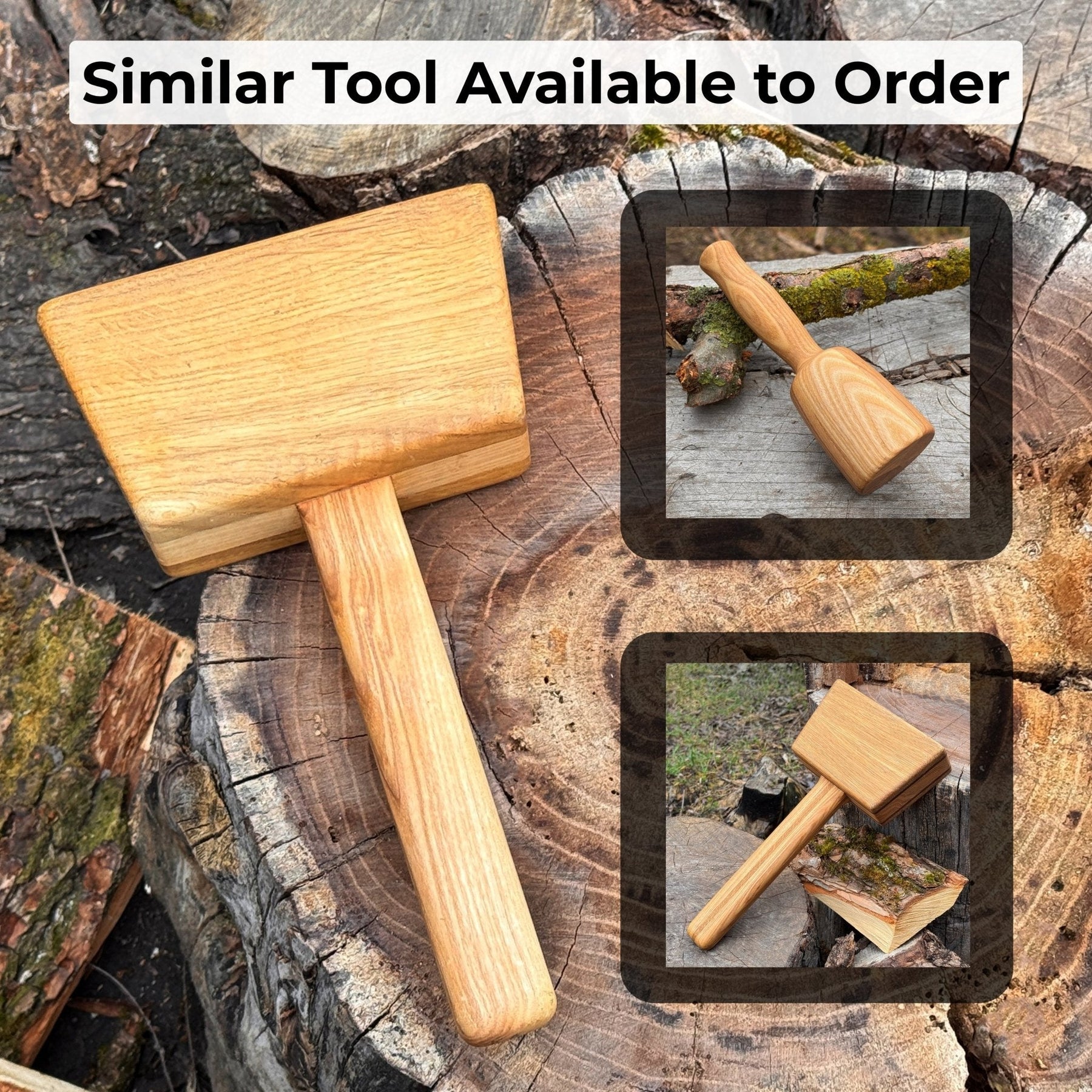 Quiet 35 oz Wooden Mallet (Mallet Tool) detail view by Sharky Forged Steel Tools
