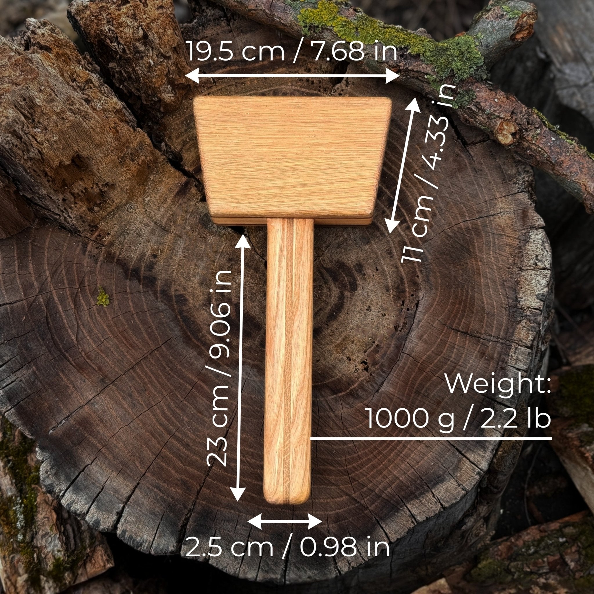 Quiet 35 oz Wooden Mallet (Mallet Tool) detail view by Sharky Forged Steel Tools