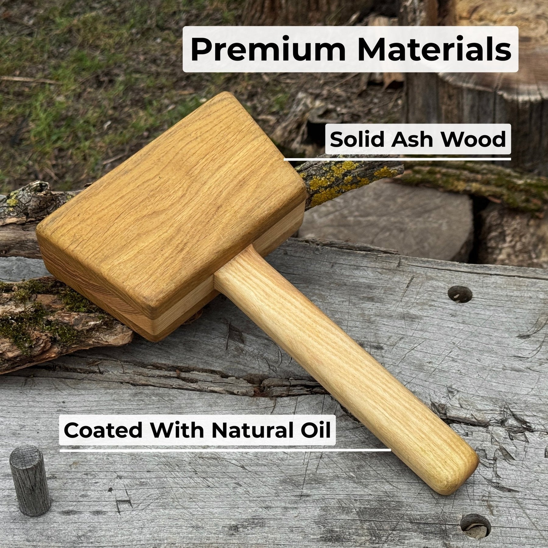 Quiet 35 oz Wooden Mallet (Mallet Tool) detail view by Sharky Forged Steel Tools